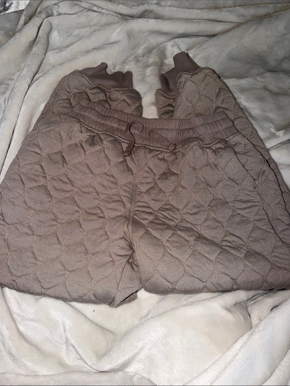 Quilted Jogger Pants in Taupe